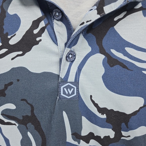 Warrior Camo Polo Shirt Men's SZ XL Blue Moisture Wicking Stretch Camouflage EUC - Picture 5 of 7